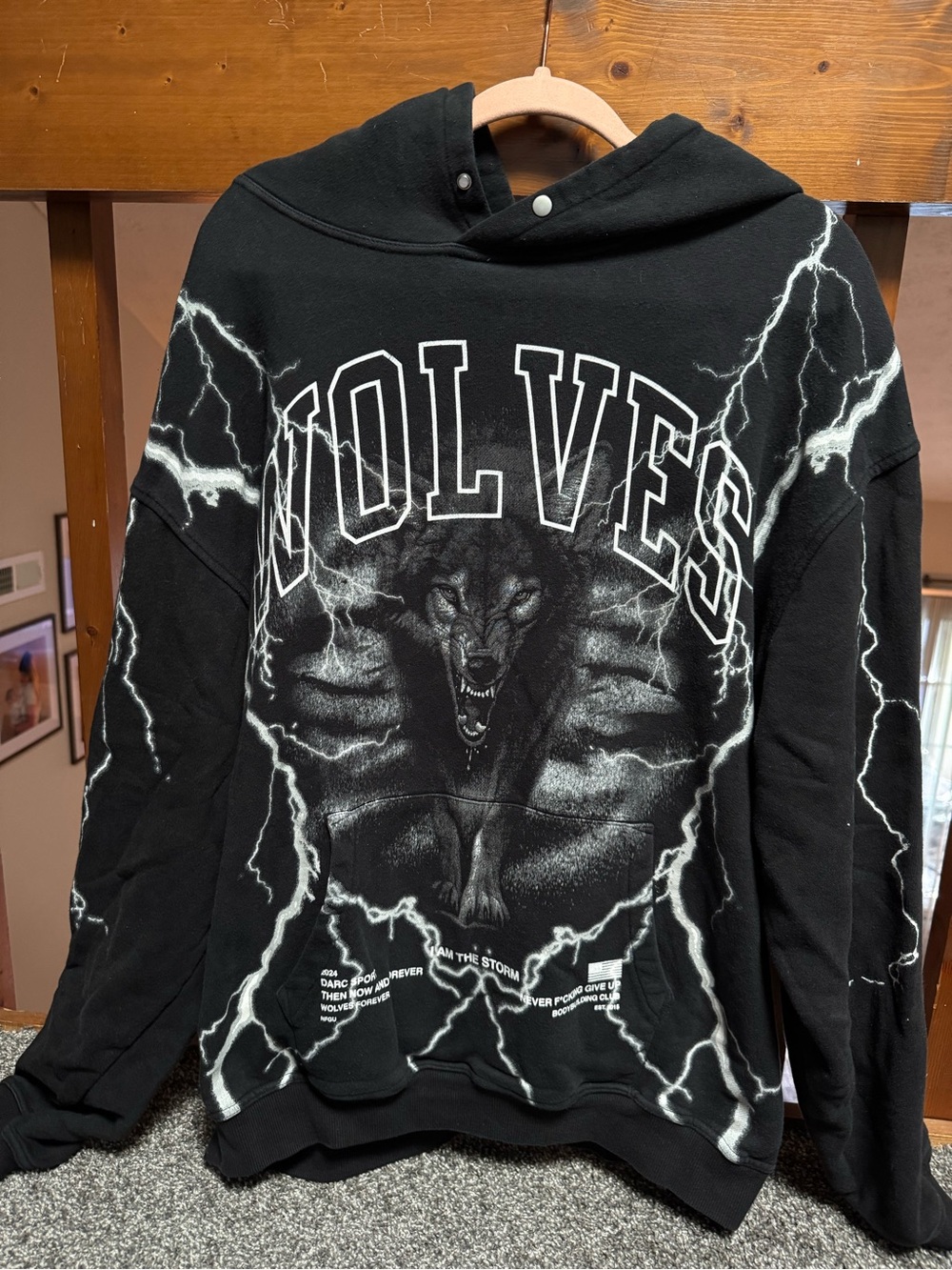 DARC Sport Wolves Hoodie - Black with White Lightning